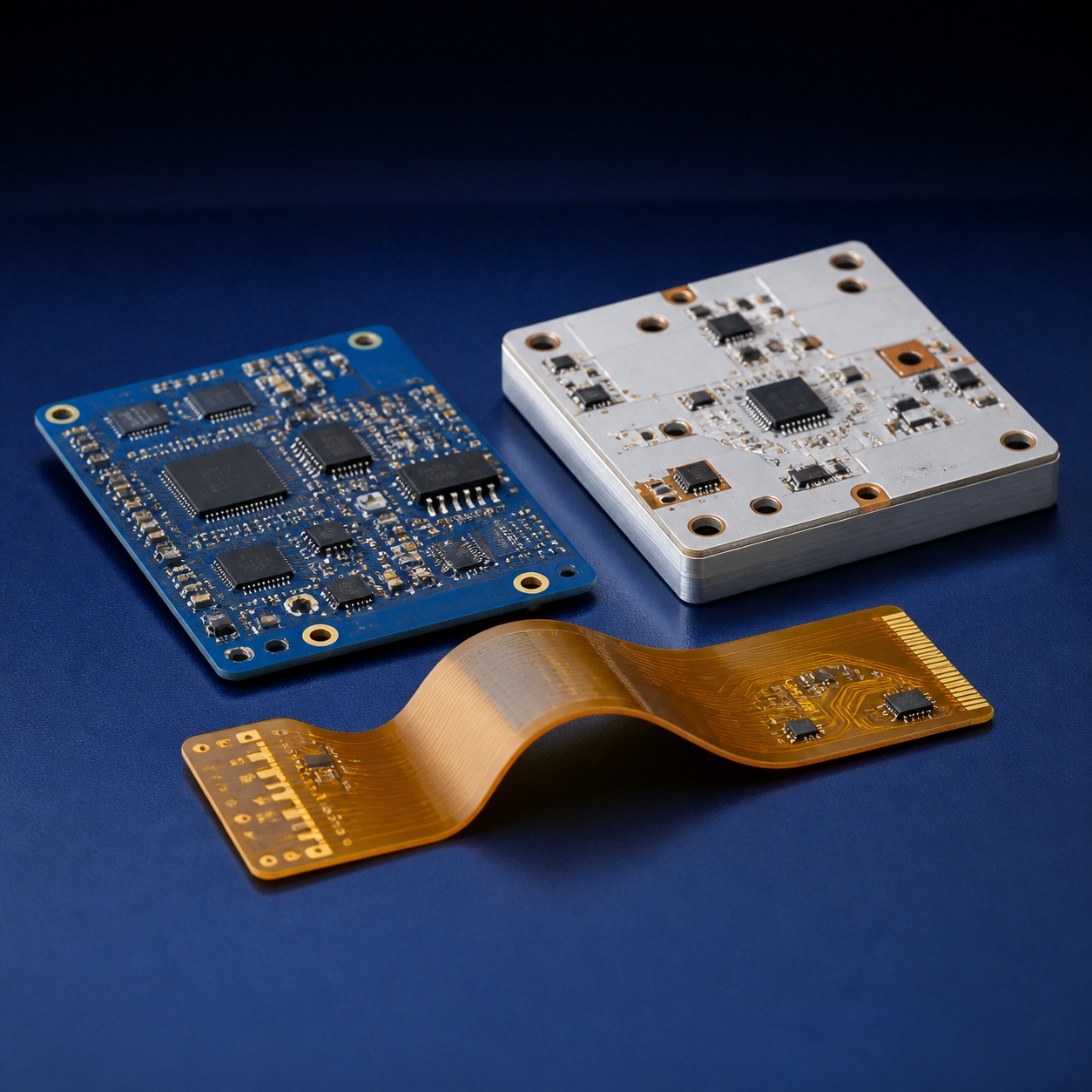 Representative rigid, metal-core and flexible circuit board technologies